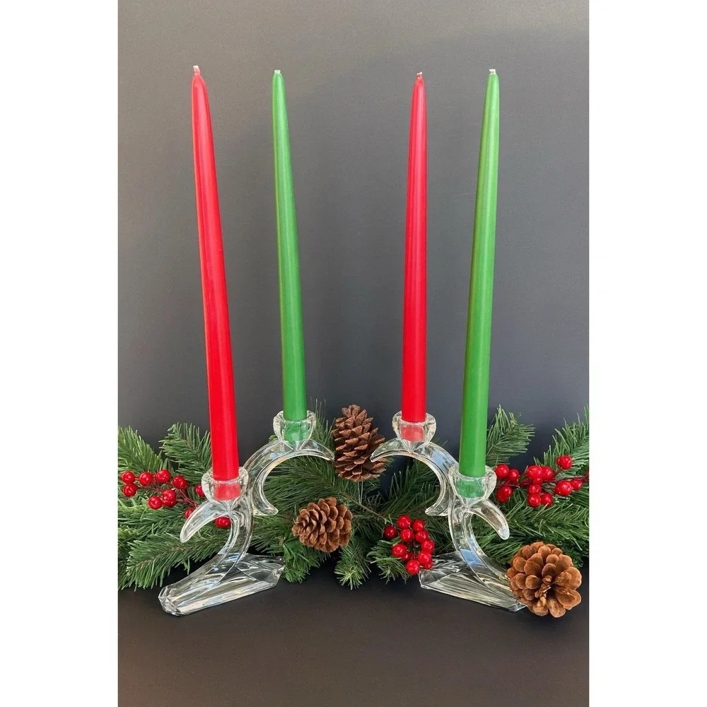 Rattenberg Bleikristall German VTG Lead Crystal Double Wave Candle Stick Holders